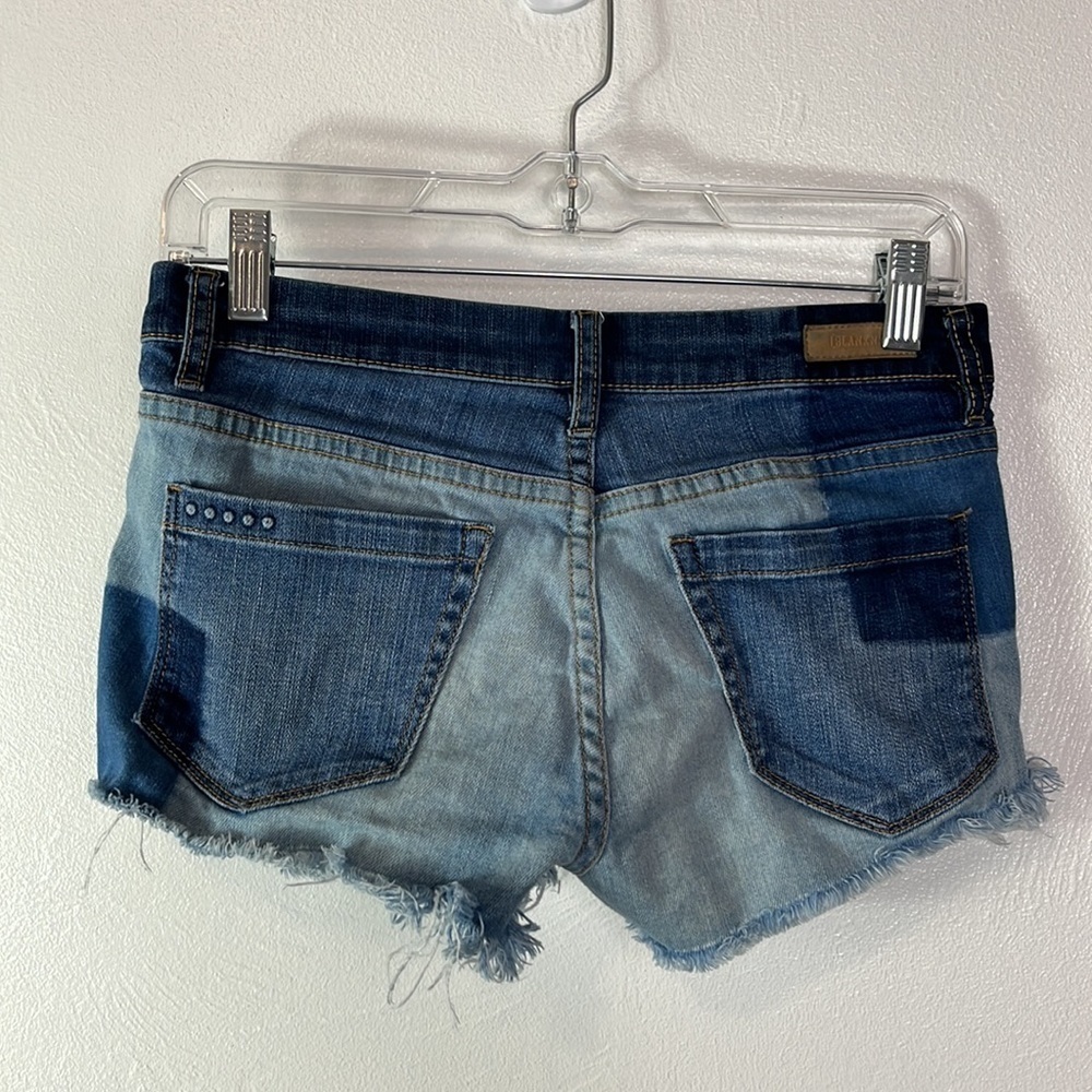 Blank NYC Andrea Frost Cuff Off Shorts Women's Size 25 Blue Patchwork Denim - Picture 14 of 14